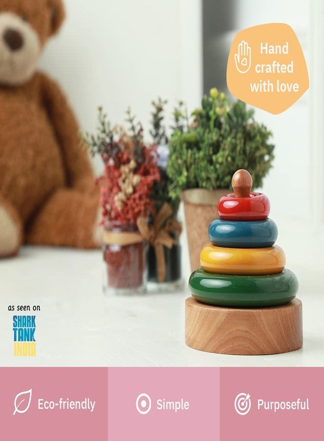 Ariro Simple Stacker Colored for Toddlers | First Montessori Stacker Ring Toy for 8M+ Baby Boy and Girl | Fine Motor Development Toy | Helps in Visual Perception & Problem Solving Activities - Image 2